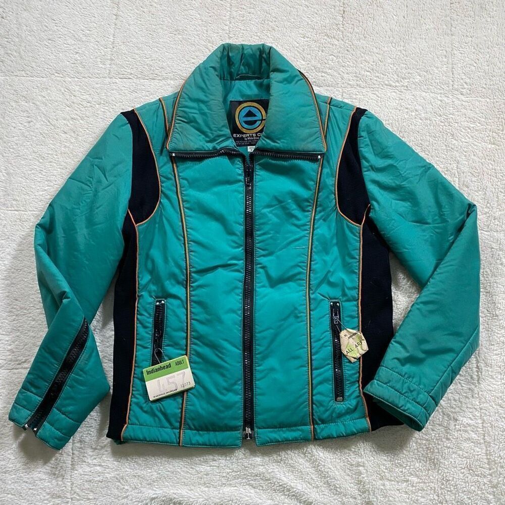 White Stag Turquoise and Black Puffer Coat